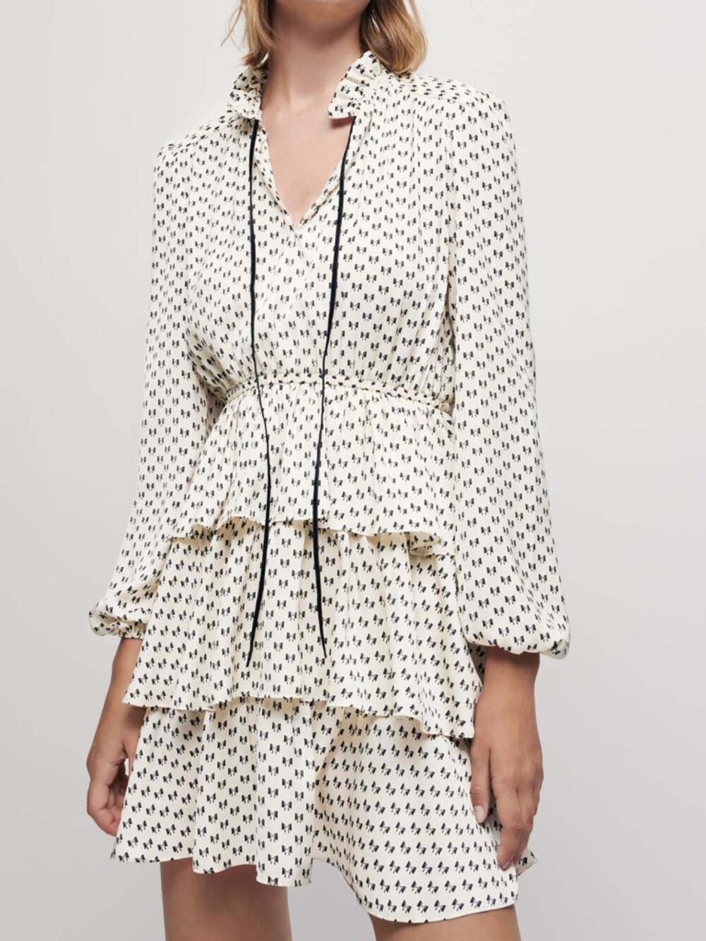 Maje - Rinalla Bow Print Satin Dress - Sz S